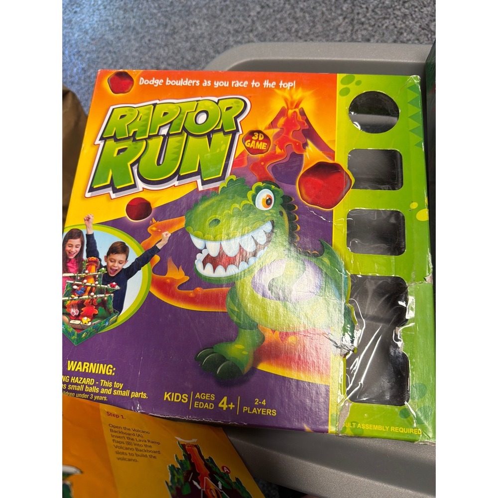 Buffalo Games Raptor Run 3D Board Game Dinosaur Volcano Kids Game 2-4 Players 4+
